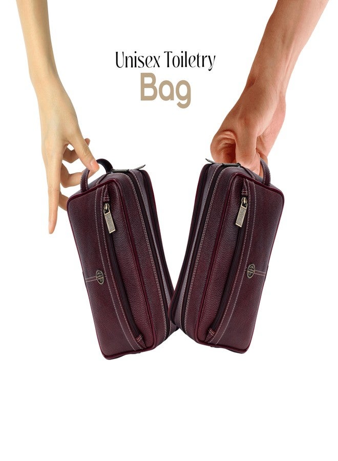 Hammonds Flycatcher Genuine Leather Toiletry Bag for Men and Women Cosmetic Organizer Bag, Travel Organizer Pouch, Toiletry Pouch for Men with Multiple Pockets, Shaving Kit Bag for Men - Brown - Image 3